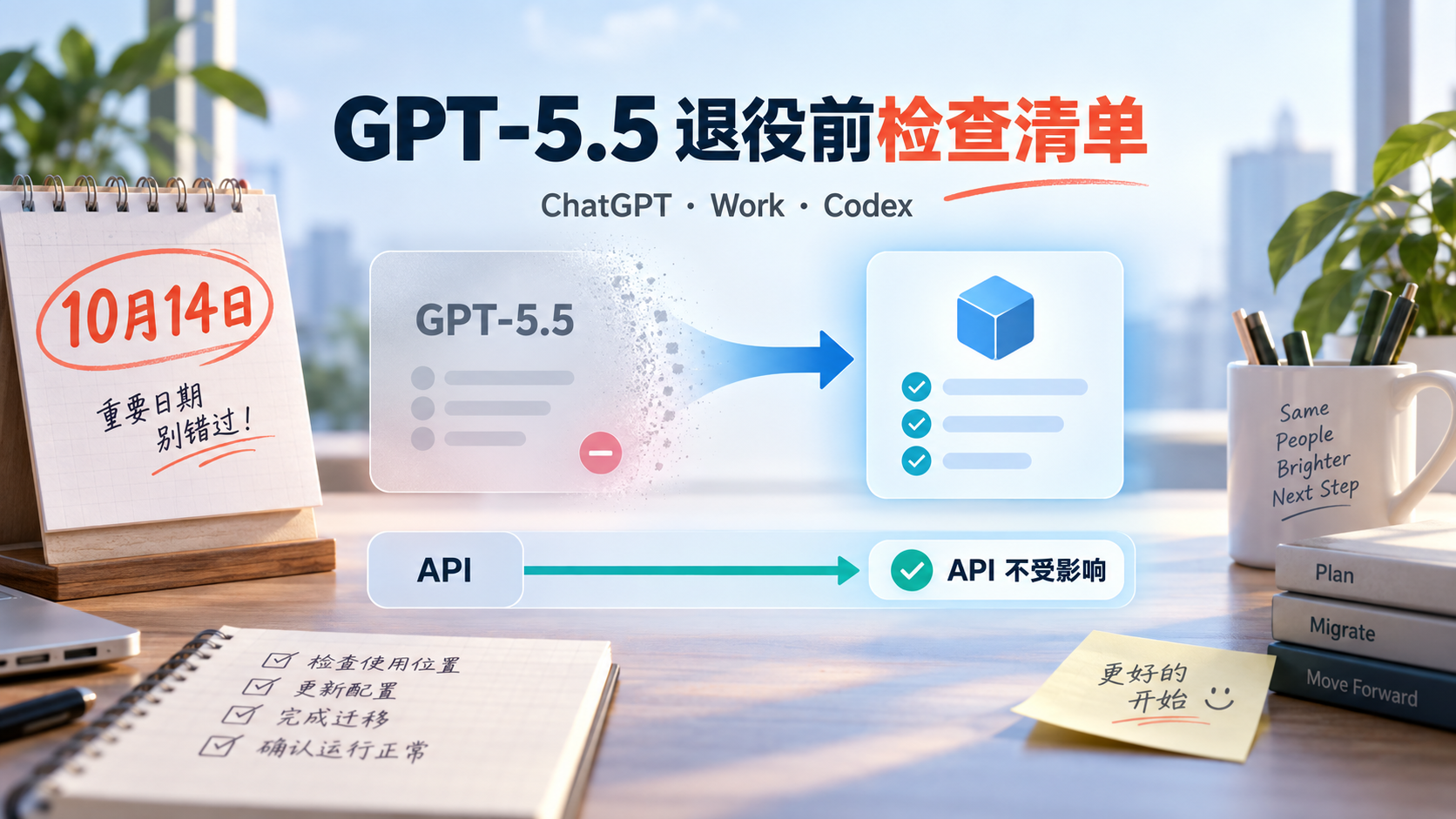 GPT-5.5 退役前检查清单：ChatGPT、Work、Codex 用户该改哪里？